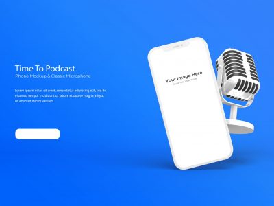 Phone Mockup With Classic Microphone 2022